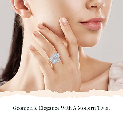 Luxuriant Lab Grown Diamond G SI 1.00 ctw Love Couple Ring in Sterling Silver (Size 10.0) 