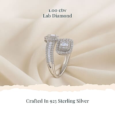 Luxuriant Lab Grown Diamond G SI 1.00 ctw Love Couple Ring in Sterling Silver (Size 10.0) 