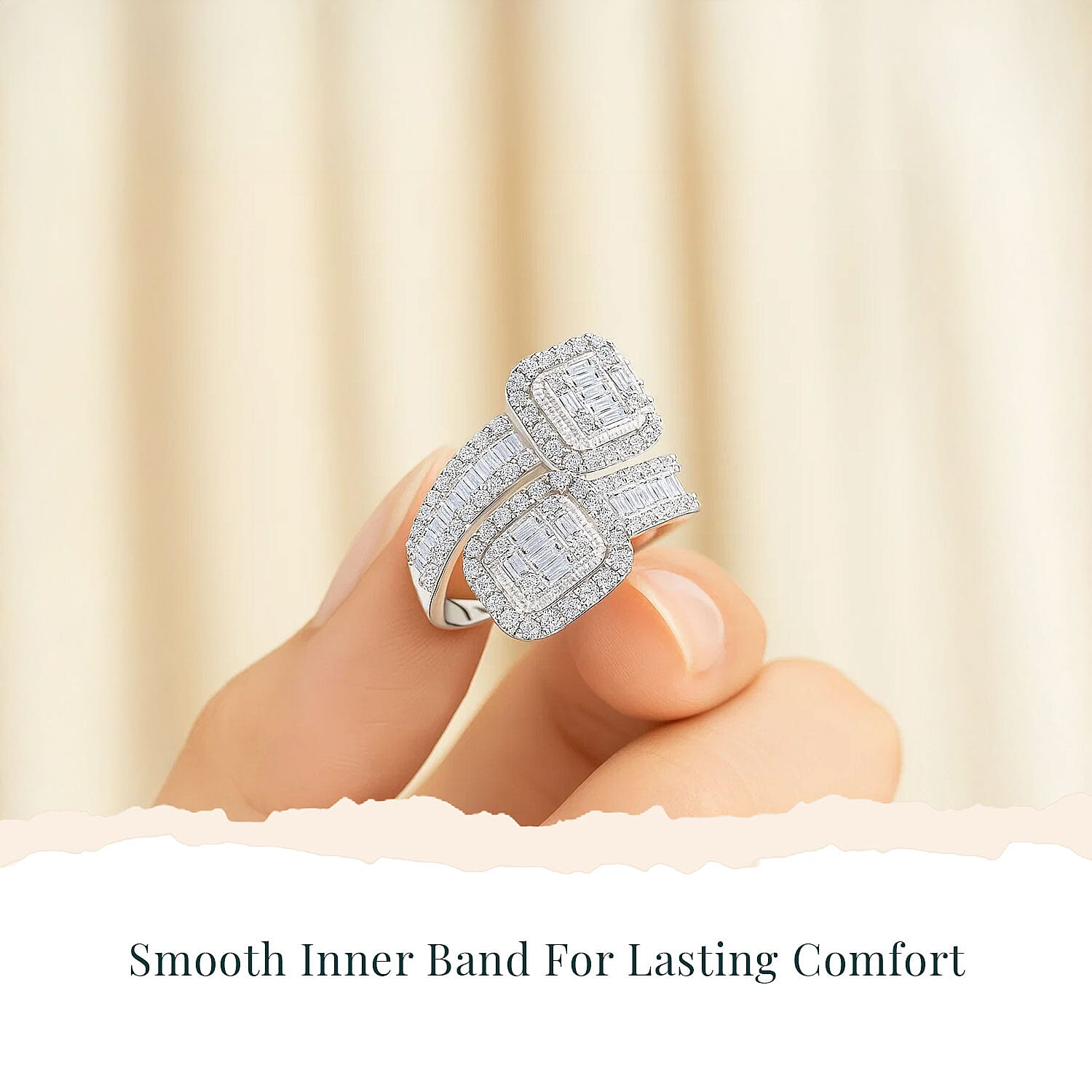 Luxuriant Lab Grown Diamond G SI 1.00 ctw Love Couple Ring in Sterling Silver (Size 10.0) 
