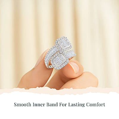 Luxuriant Lab Grown Diamond G SI 1.00 ctw Love Couple Ring in Sterling Silver (Size 10.0) 