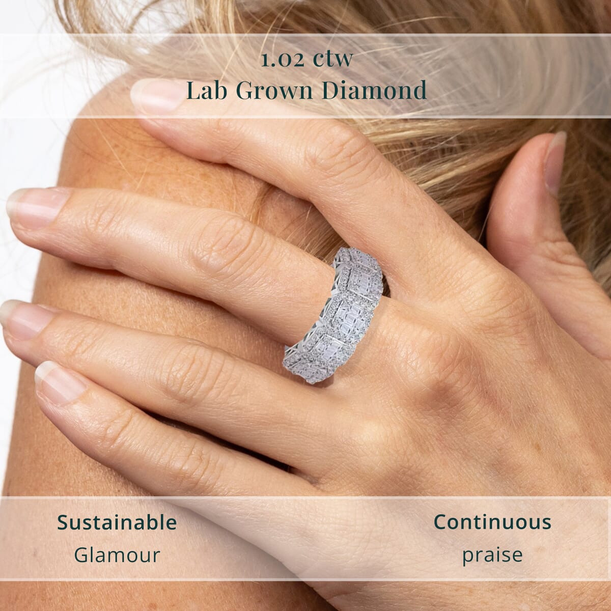 Luxuriant Lab Grown Diamond 1.02 ctw Ring in Sterling Silver (Size 9.0)  image number 4