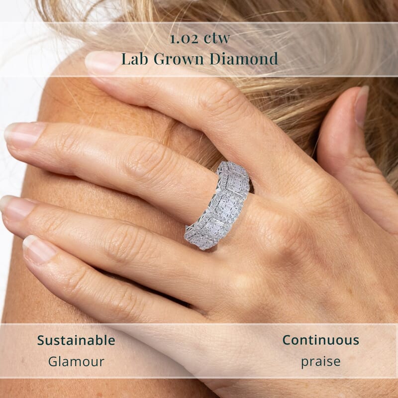 Luxuriant Lab Grown Diamond 1.02 ctw Ring in Sterling Silver (Size 9.0)