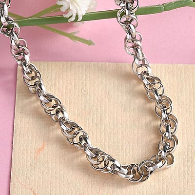 Eternal Link Necklace in Platinum Over Sterling Silver 25.10 Grams 20 Inches