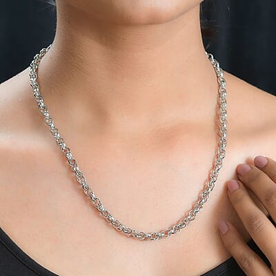 Eternal Link Necklace in Platinum Over Sterling Silver 25.10 Grams 20 Inches