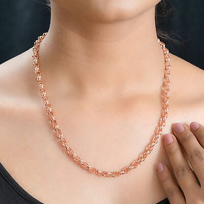 Eternal Link Necklace in 14K Rose Gold Over Sterling Silver 25.10 Grams 20 Inches