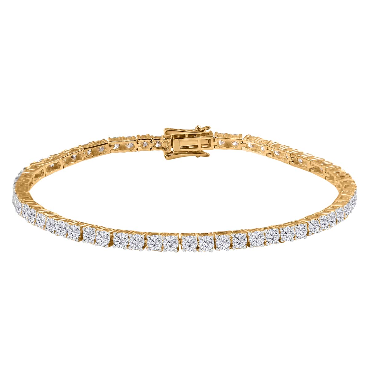 Luxuriant Lab Grown Diamond E-F VS 5.00 ctw Tennis Bracelet in 18K Vermeil Yellow Gold Over Sterling Silver (6.50 In) (Del. in 10-15 Days) image number 0