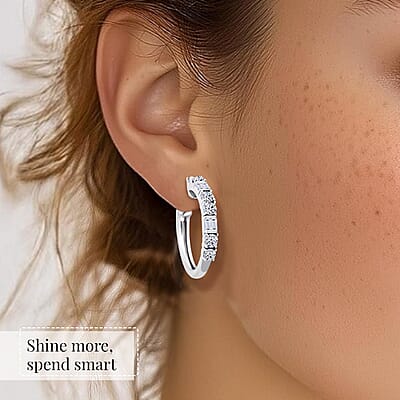 Luxuriant Lab Grown Diamond G SI 1.00 ctw Hoop Earrings in Sterling Silver 