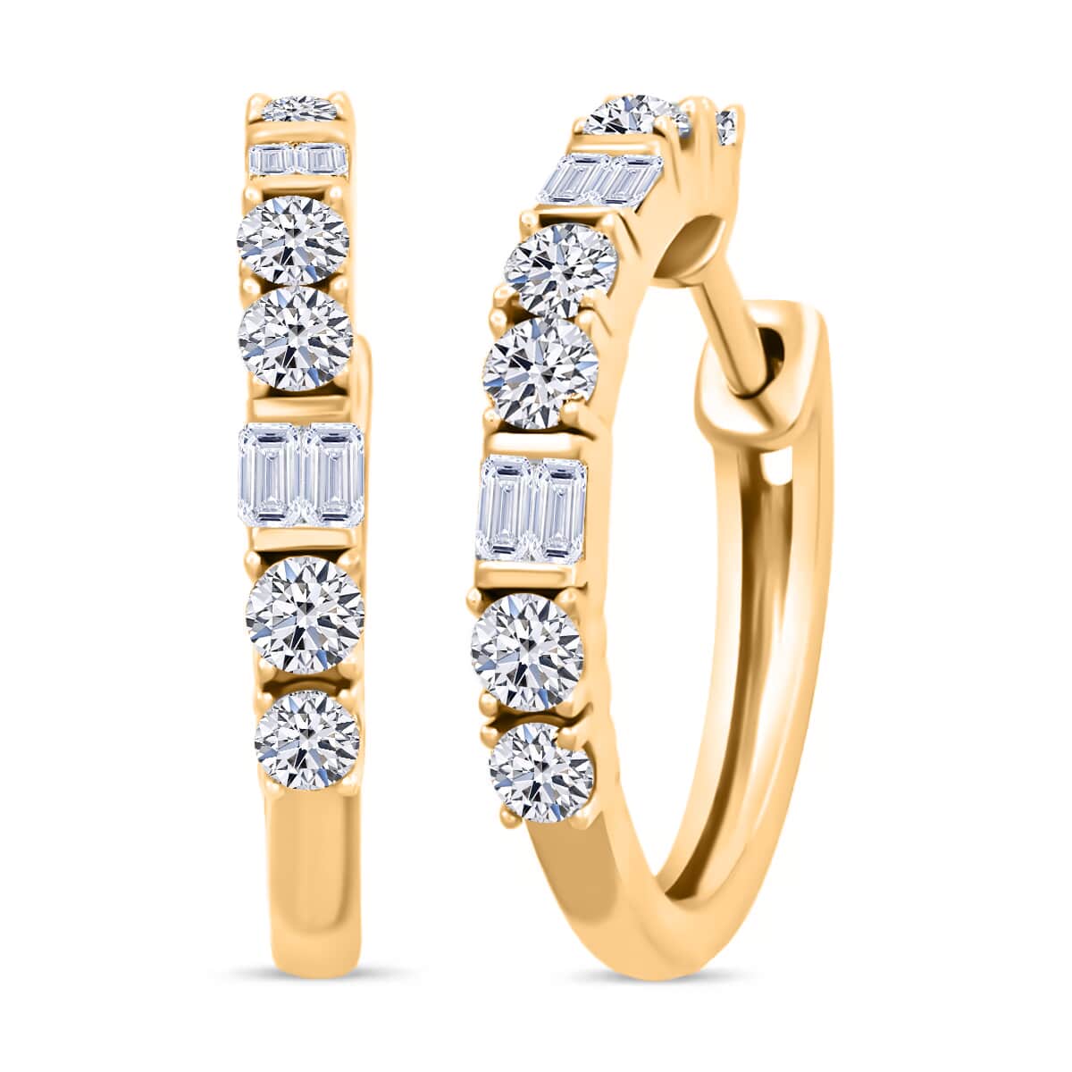 Luxuriant Lab Grown Diamond 1.00 ctw Hoop Earrings in 14K Yellow Gold Sterling Silver image number 0