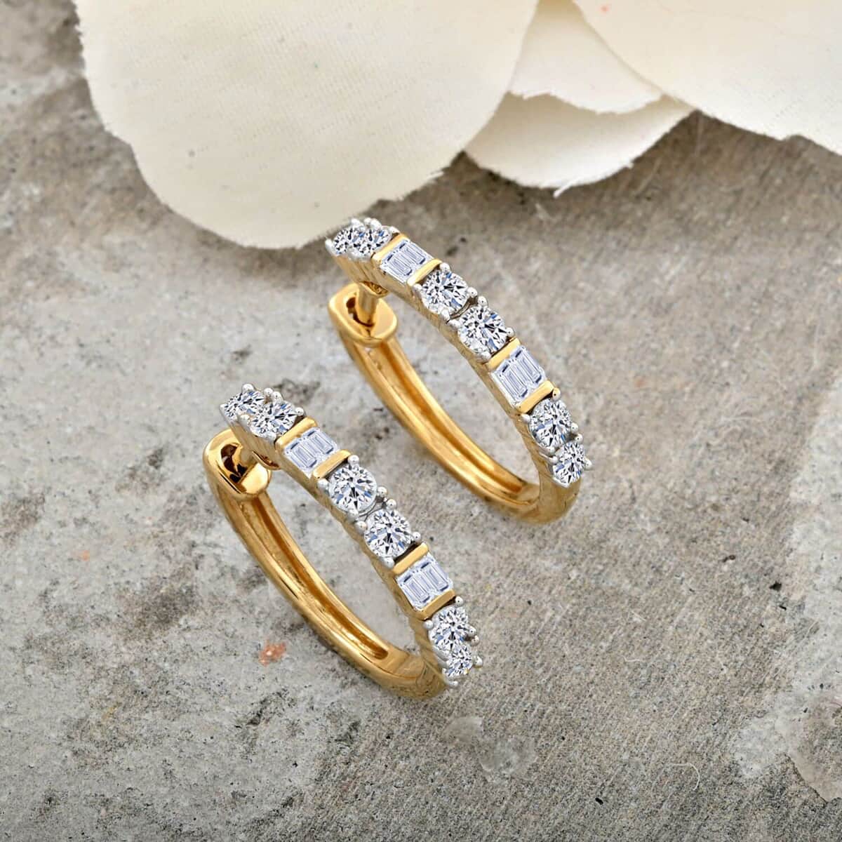 Luxuriant Lab Grown Diamond 1.00 ctw Hoop Earrings in 14K Yellow Gold Sterling Silver image number 1