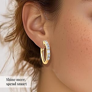 Luxuriant Lab Grown Diamond G SI 1.00 ctw Hoop Earrings in 14K Yellow Gold Over Sterling Silver