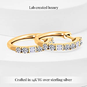 Luxuriant Lab Grown Diamond G SI 1.00 ctw Hoop Earrings in 14K Yellow Gold Over Sterling Silver
