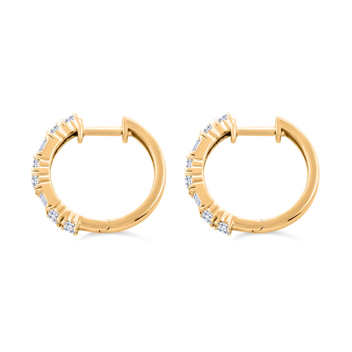 Luxuriant Lab Grown Diamond 1.00 ctw Hoop Earrings in 14K Yellow Gold Sterling Silver image number 3