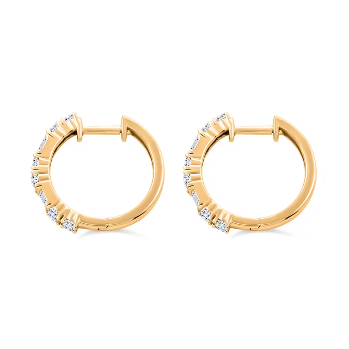 Luxuriant Lab Grown Diamond G SI 1.00 ctw Hoop Earrings in 14K Yellow Gold Over Sterling Silver image number 8