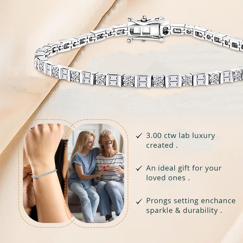 Luxuriant Lab Grown Diamond 3.00 ctw Tennis Bracelet in Sterling Silver (7.25 In)