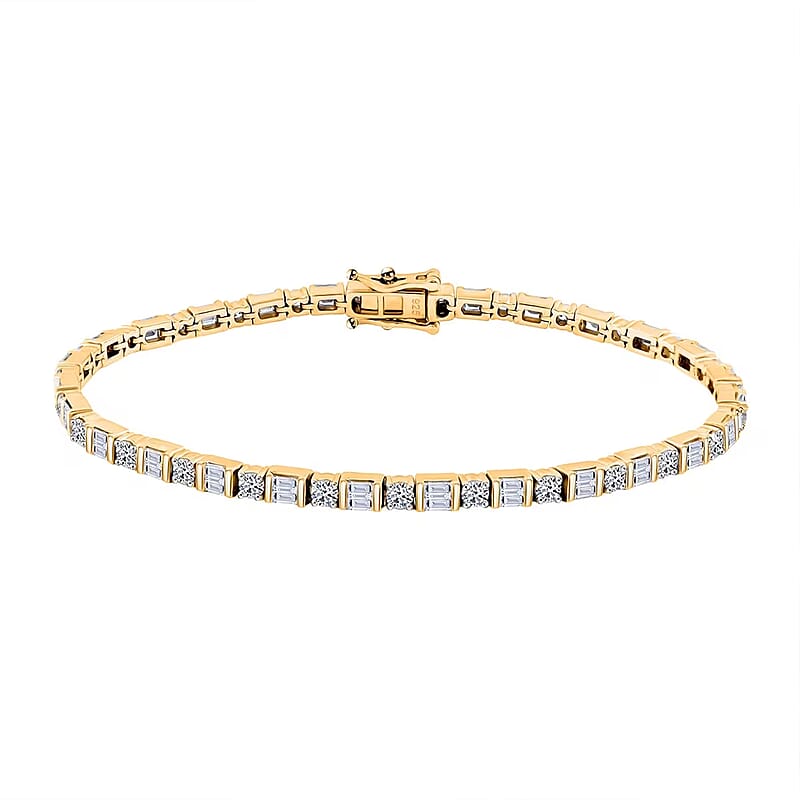Luxuriant Lab Grown Diamond 3.00 ctw Tennis Bracelet in 14K Yellow Gold Over Sterling Silver (7.25 In)