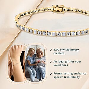 Luxuriant Lab Grown Diamond 3.00 ctw Tennis Bracelet in 14K Yellow Gold Over Sterling Silver (7.25 In)