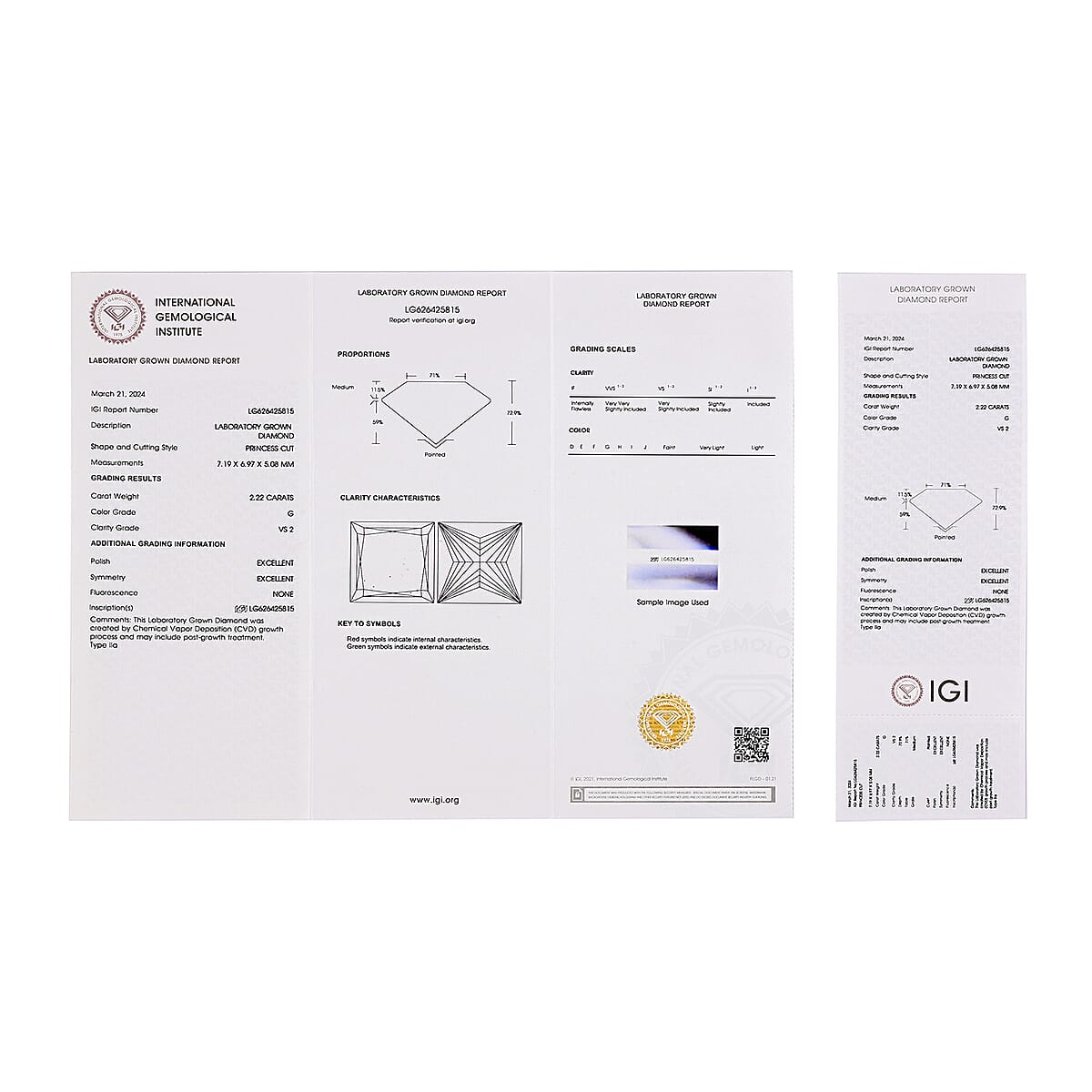 IGI Certified Luxuriant Lab Grown Diamond (VS2) (Princess Cut) 2.00 ctw image number 4