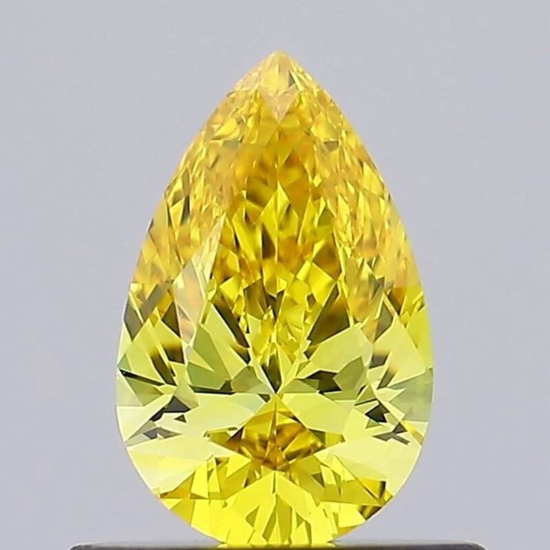 IGI Certified Luxuriant Lab Grown Yellow Diamond (VS2) (Pear) 2.50 ctw