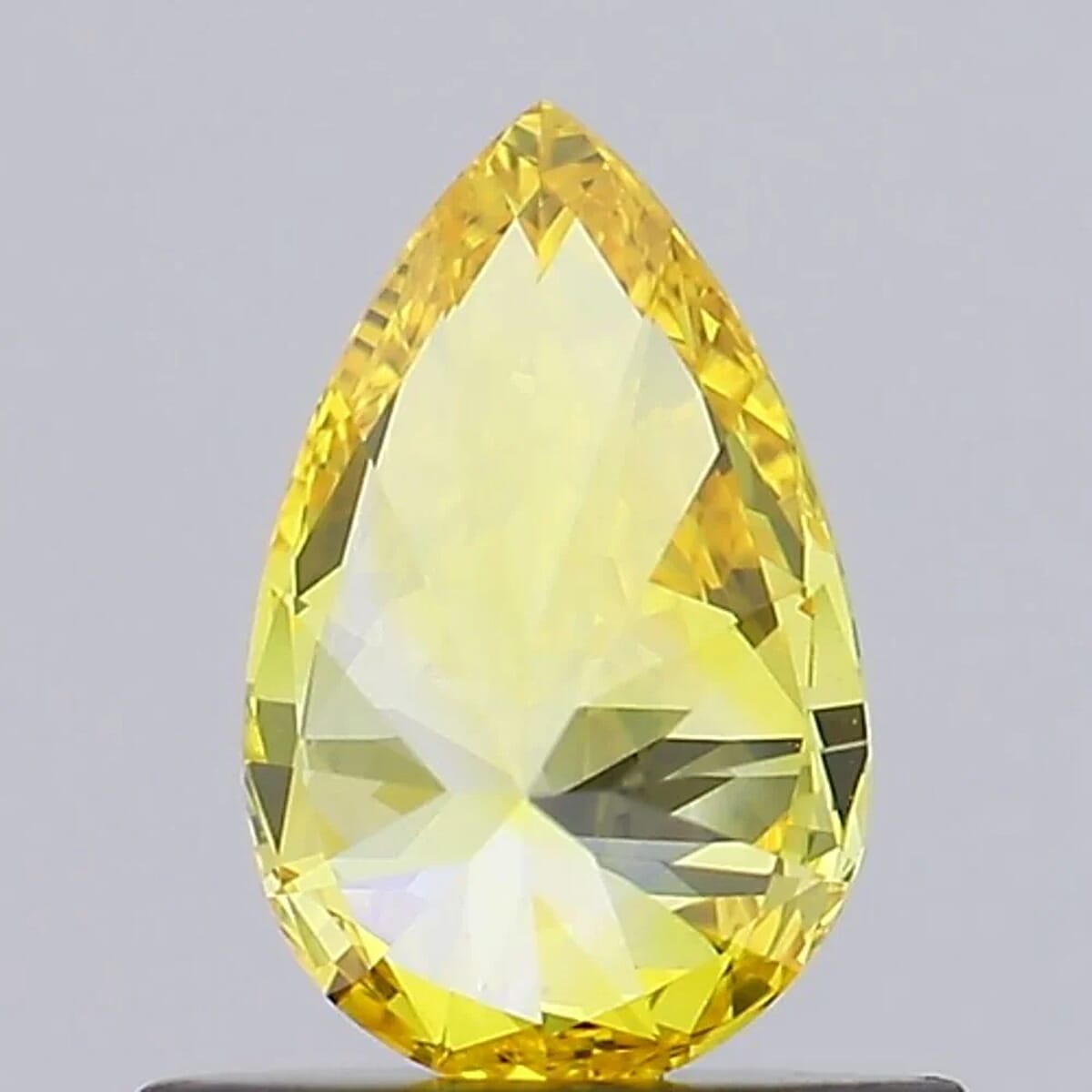 IGI Certified Luxuriant Lab Grown Yellow Diamond (VS2) (Pear) 2.50 ctw image number 2