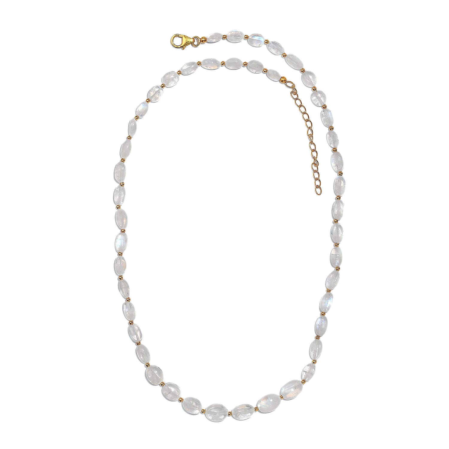 Rainbow Moonstone 55.00 ctw Necklace 18 Inches in 14K YG Over Sterling Silver