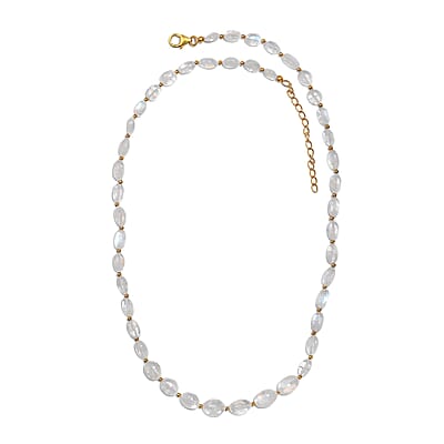 Rainbow Moonstone 55.00 ctw Necklace 18 Inches in 14K YG Over Sterling Silver