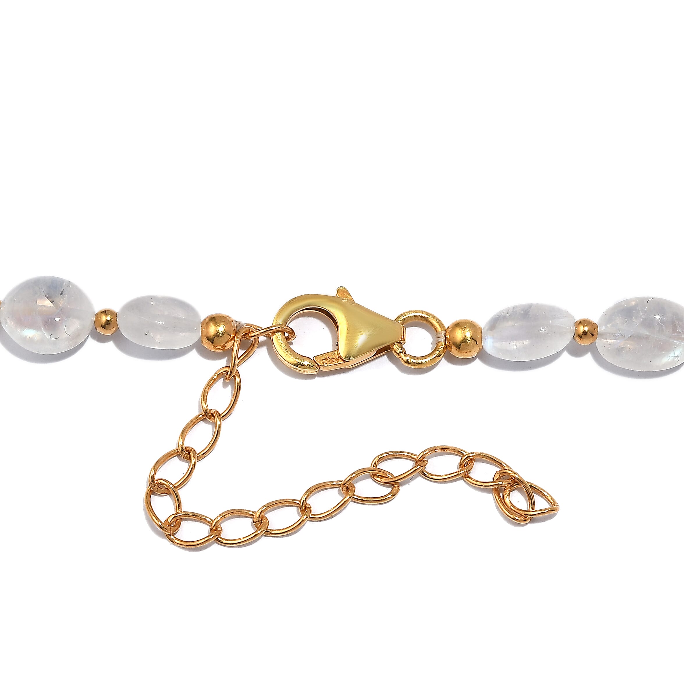 Rainbow Moonstone 55.00 ctw Necklace 18 Inches in 14K YG Over Sterling Silver