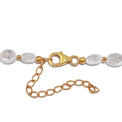 Rainbow Moonstone 55.00 ctw Necklace 18 Inches in 14K YG Over Sterling Silver