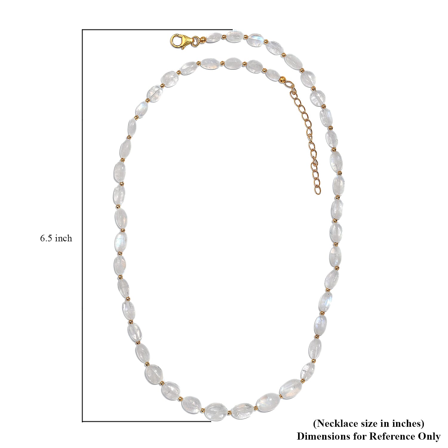 Rainbow Moonstone 55.00 ctw Necklace 18 Inches in 14K YG Over Sterling Silver