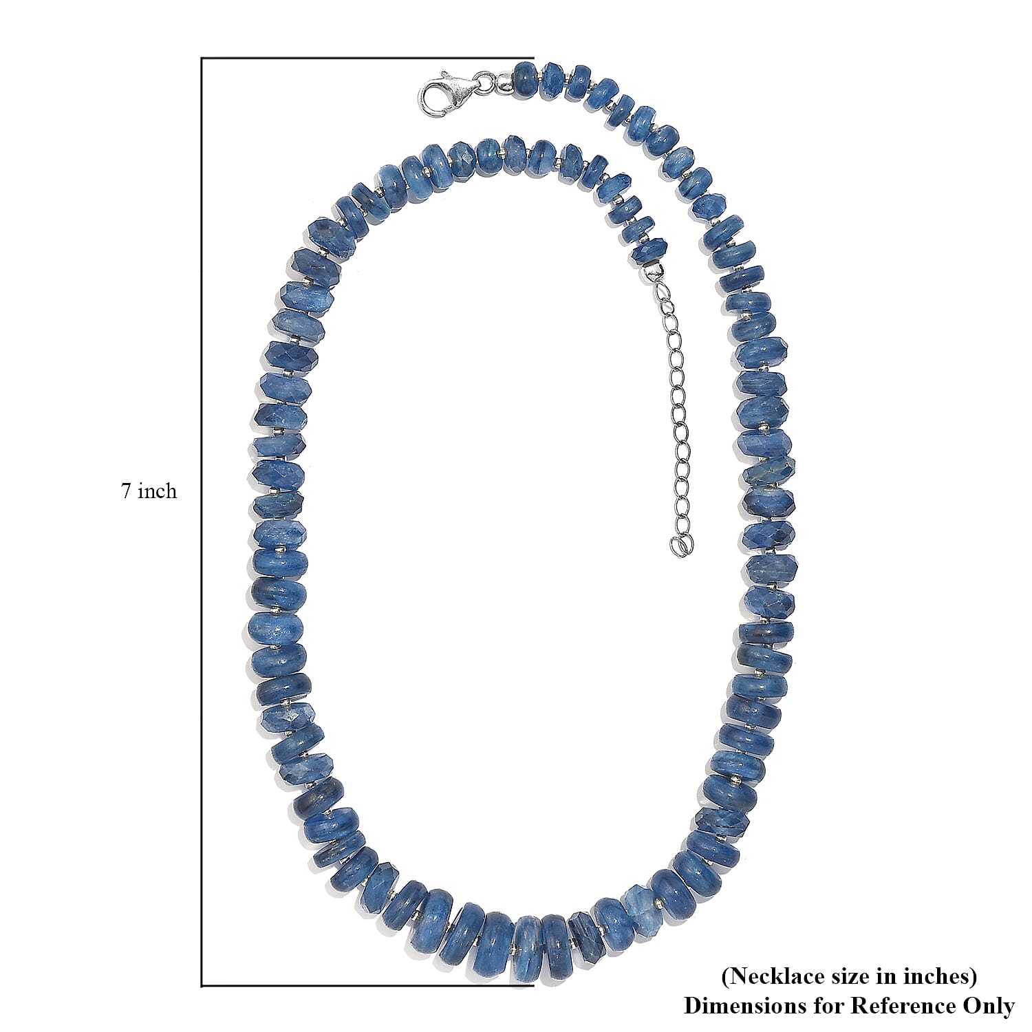 Kashmir Kyanite 327.00 ctw Necklace 18 Inches in Rhodium Over Sterling Silver 