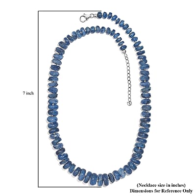 Kashmir Kyanite 327.00 ctw Necklace 18 Inches in Rhodium Over Sterling Silver 