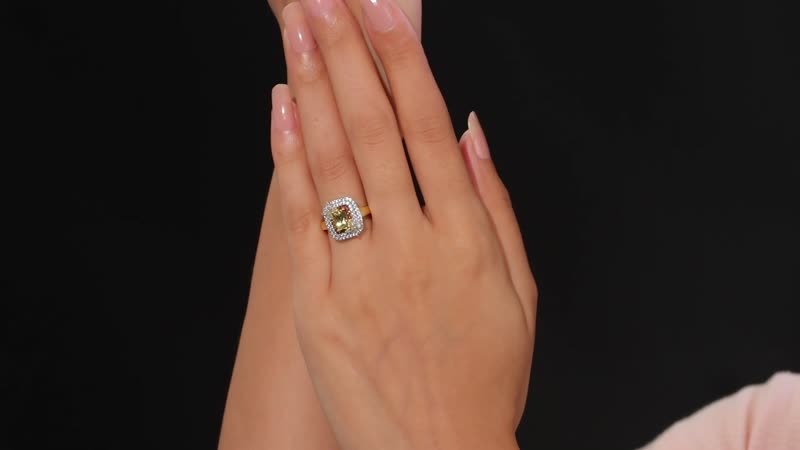 Premium Brazilian Heliodor, Brown and White Zircon 1.90 ctw Ring in 18K Vermeil Yellow Gold Over Sterling Silver (Size 10.0)