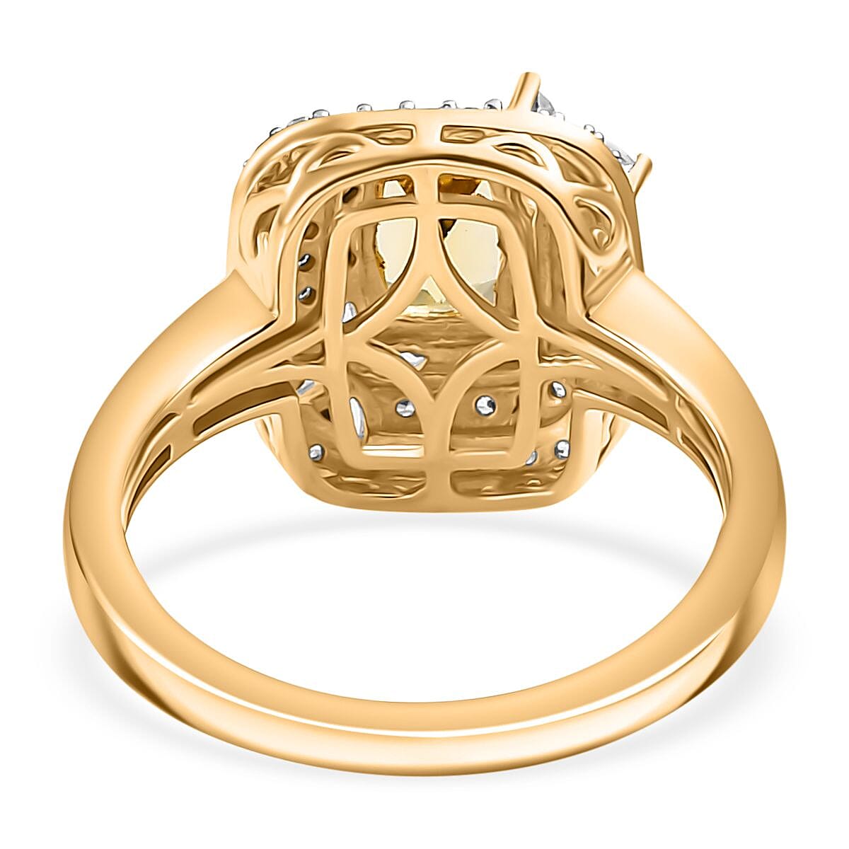 Premium Brazilian Heliodor, Brown and White Zircon 1.90 ctw Butterfly Ring in 18K Vermeil Yellow Gold Over Sterling Silver (Size 10.0)