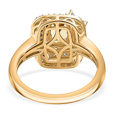 Premium Brazilian Heliodor, Brown and White Zircon 1.90 ctw Butterfly Ring in 18K Vermeil Yellow Gold Over Sterling Silver (Size 10.0)