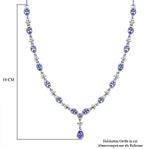 Tanzanite Cluster 3.84 ctw Necklace in Rhodium Over Sterling Silver 18 Inches