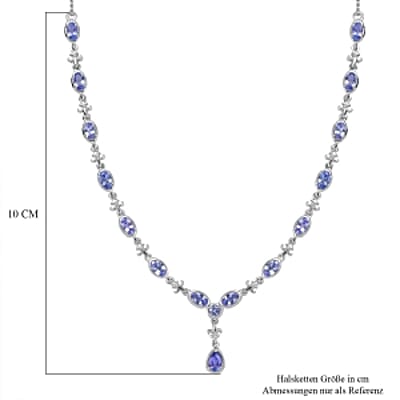 Tanzanite Cluster 3.84 ctw Necklace in Rhodium Over Sterling Silver 18 Inches
