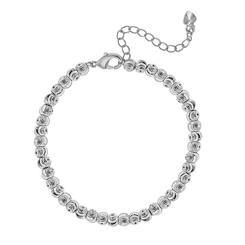 Beaded Bracelet in Silvertone (7.5-9.5In)