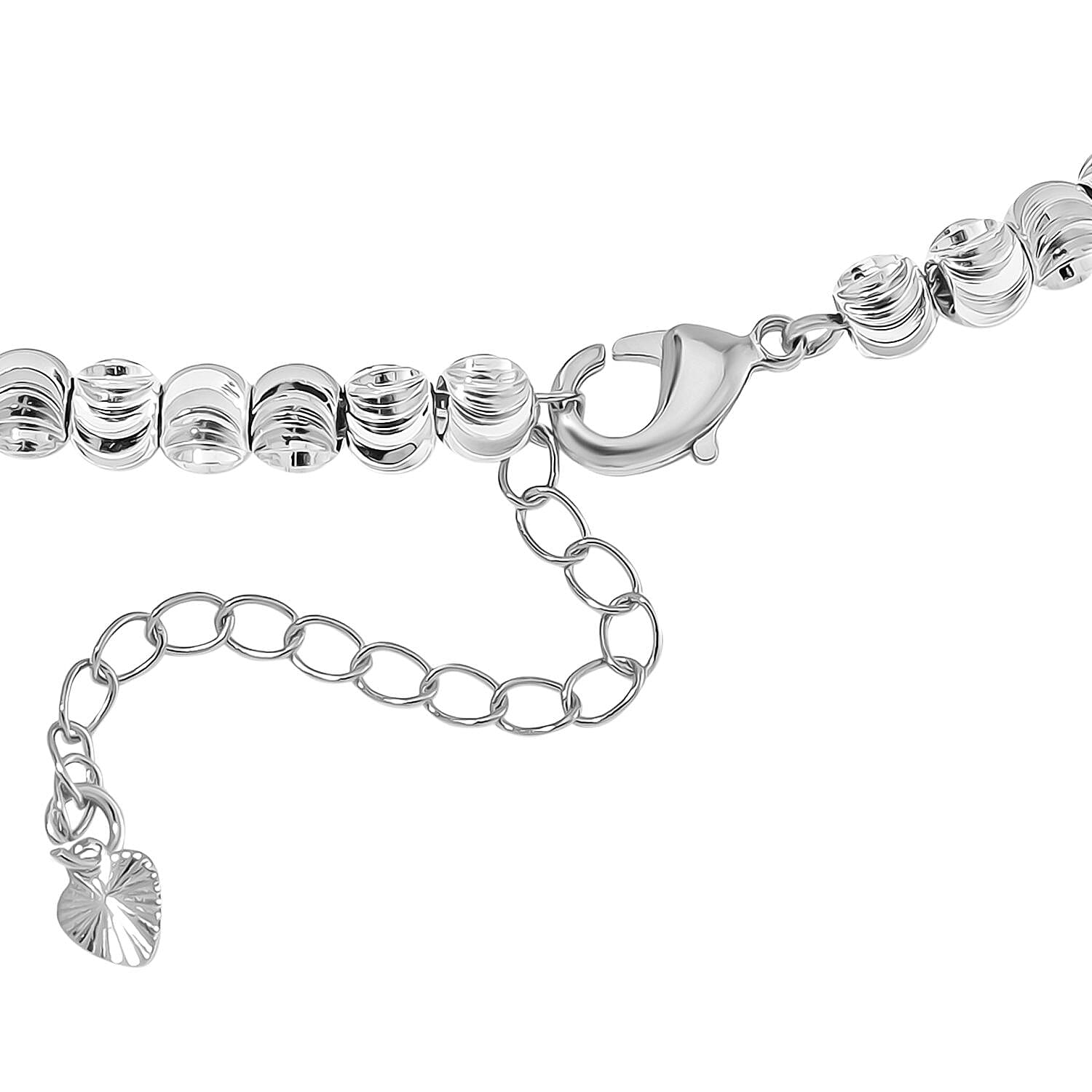 Beaded Bracelet in Silvertone (7.5-9.5In)