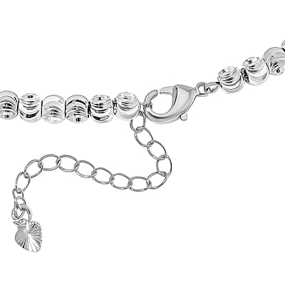 Beaded Bracelet in Silvertone (7.5-9.5In)