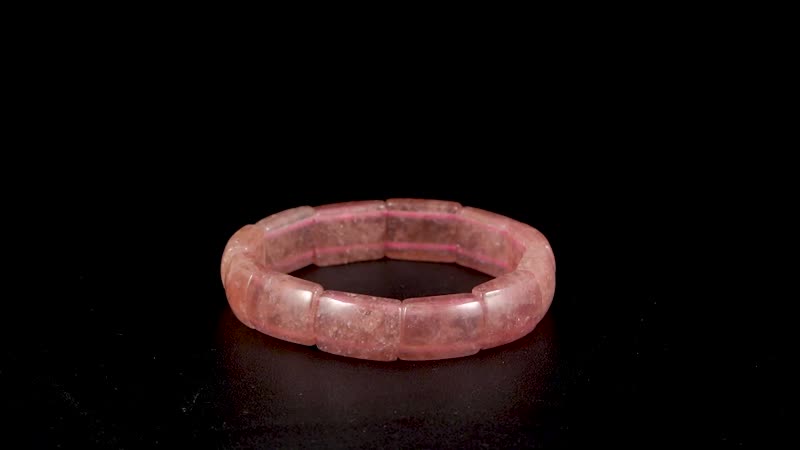 Strawberry Quartz 150.00 ctw Block Stretch Bracelet