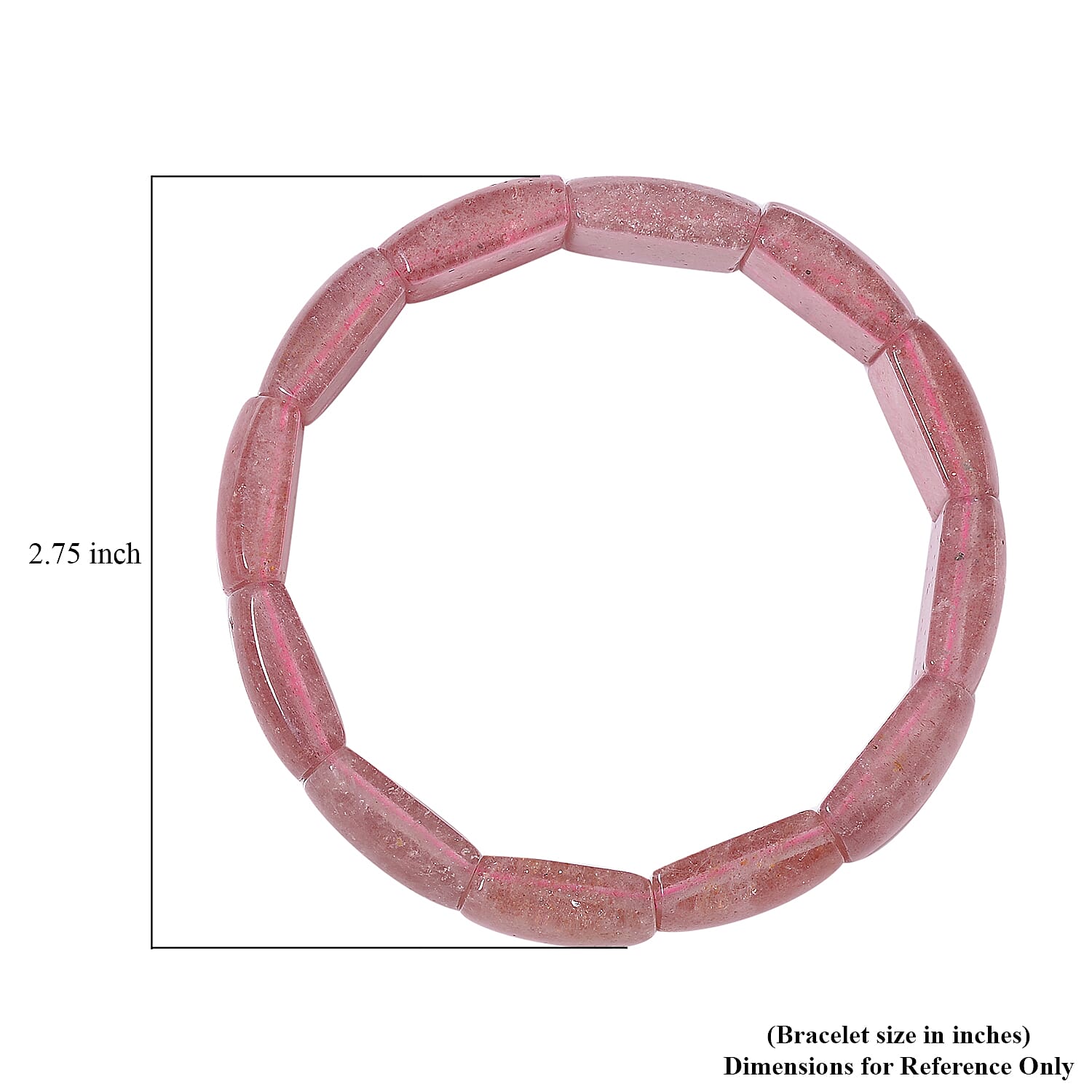 Strawberry Quartz 150.00 ctw Block Stretch Bracelet