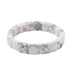 White Howlite 140.00 ctw Block Stretch Bracelet