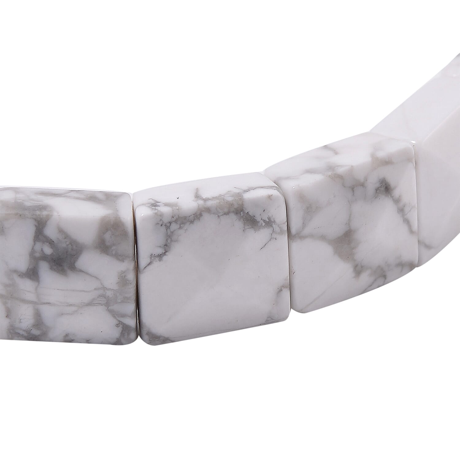 White Howlite 140.00 ctw Block Stretch Bracelet
