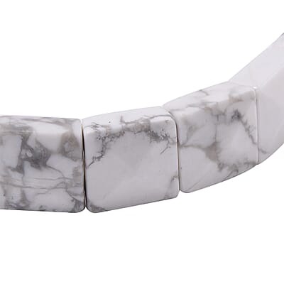 White Howlite 140.00 ctw Block Stretch Bracelet