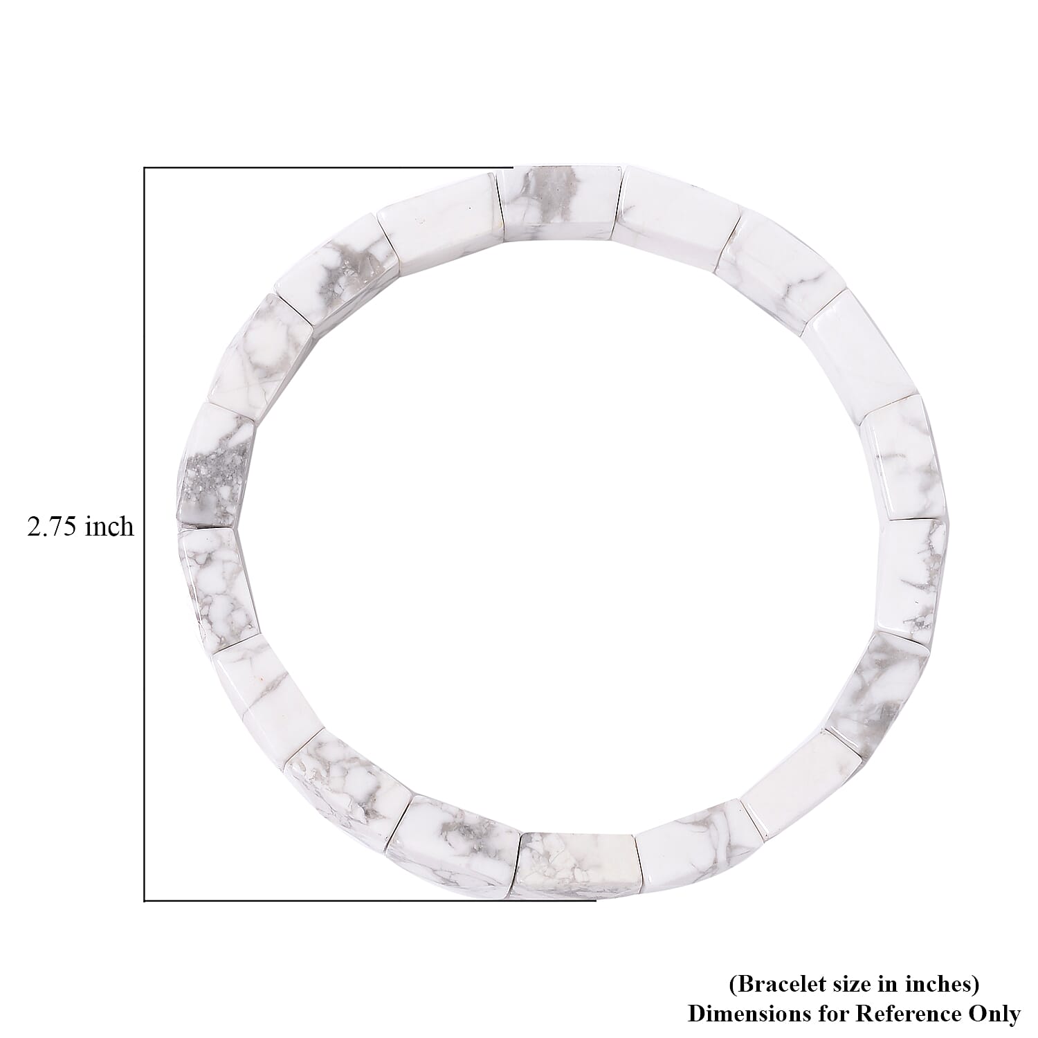 White Howlite 140.00 ctw Block Stretch Bracelet