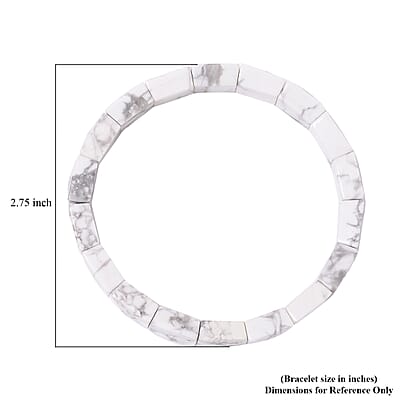 White Howlite 140.00 ctw Block Stretch Bracelet