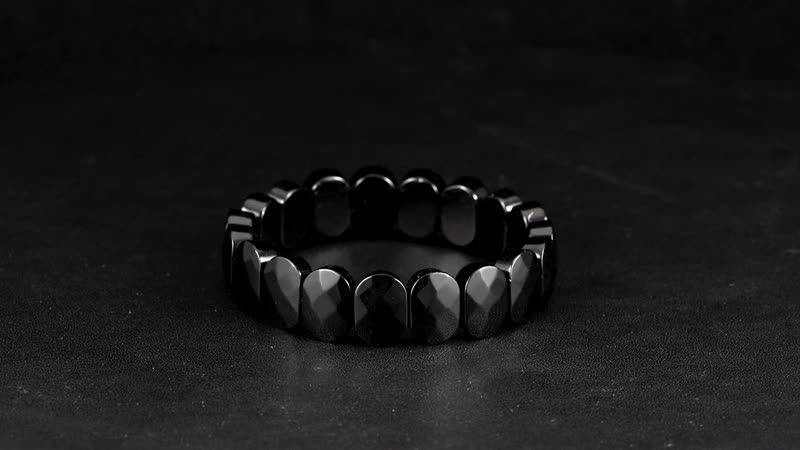 Black Obsidian 125.00 ctw Block Stretch Bracelet