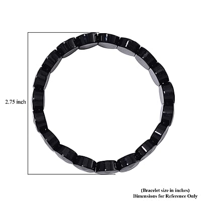 Black Obsidian 125.00 ctw Block Stretch Bracelet