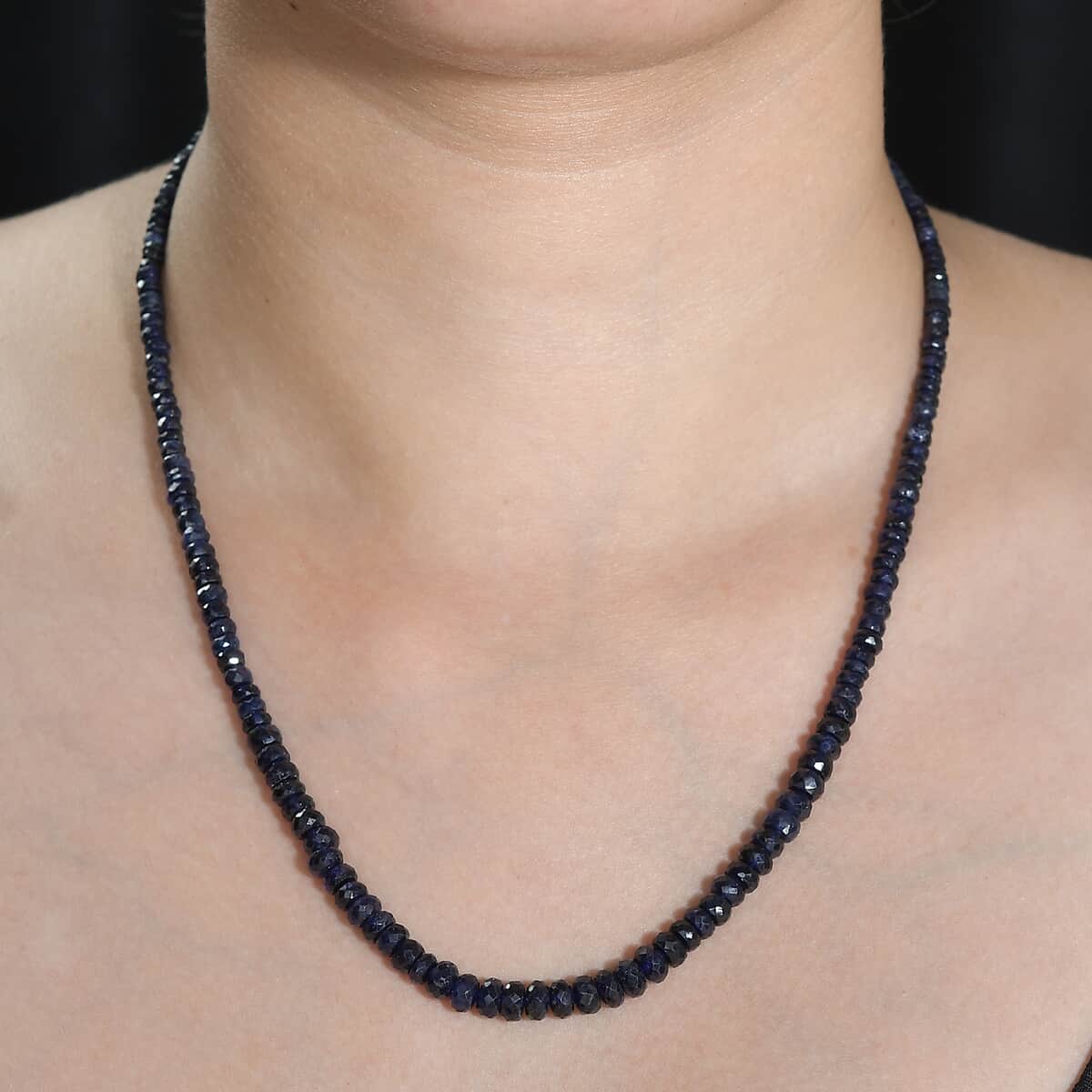 Blue Sapphire Beaded 84.00 ctw Necklace 18 Inches in Rhodium Over Sterling Silver image number 2