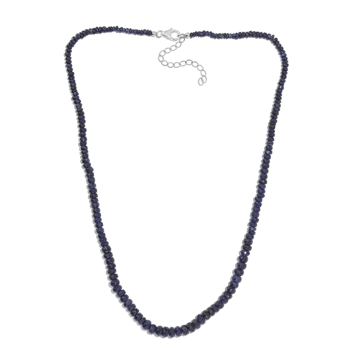 Blue Sapphire Beaded 84.00 ctw Necklace 18 Inches in Rhodium Over Sterling Silver image number 3