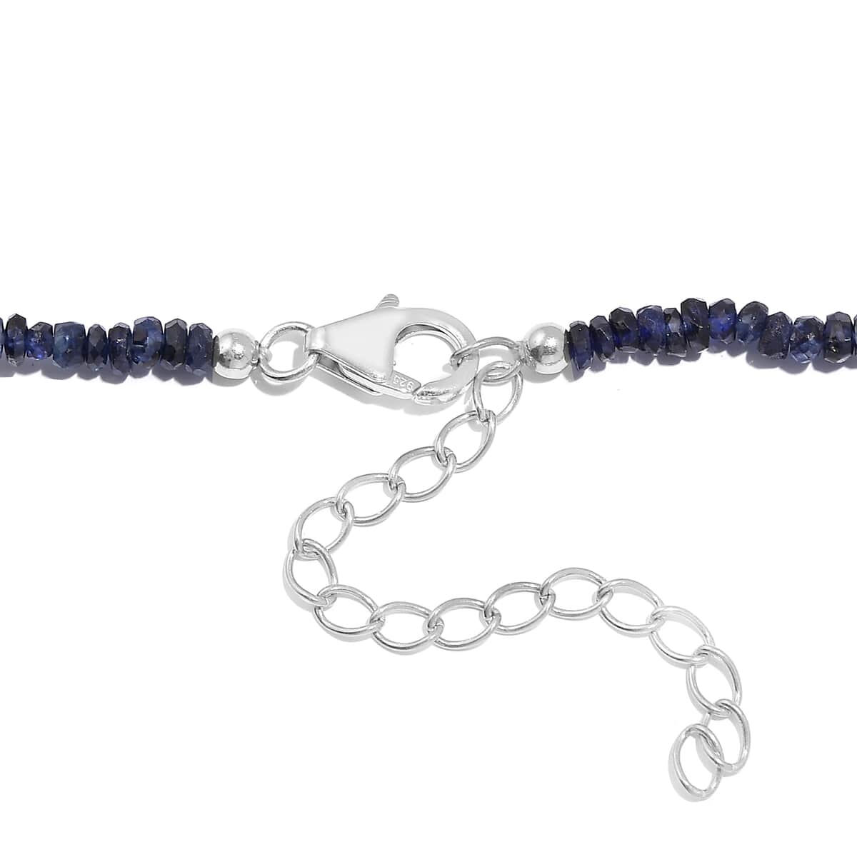 Blue Sapphire Beaded 84.00 ctw Necklace 18 Inches in Rhodium Over Sterling Silver image number 4